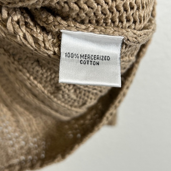 Talbots plus size 2X petite cable knit hooded sweater mercerized cotton brown - Picture 10 of 11